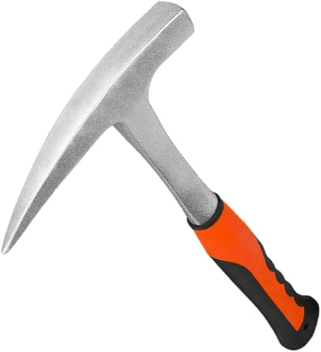 Geologischer Hammer, 900 g Doppelkopfstechhammer, Entenschnabelhammer, Geologischer Prospektionshammer, Inspektion der flachen Kanten, Mauerwerkhammer für geologische Studien，orange - Cheap-Us