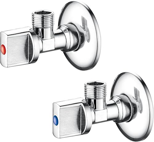 Ibergrif Eckventil 1/2 zoll Wandanschluss, 3/8 zoll Schlauchanschluss (2er Set)- Universal Ventile, Metall Eckventil Waschbecken, Wasserventil Messing, Chrom - Cheap-Us