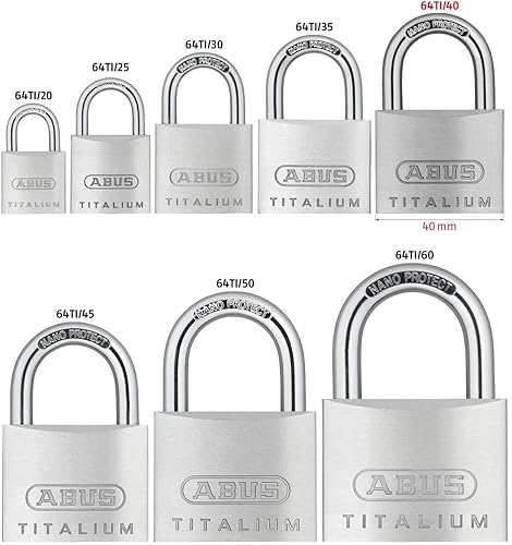 ABUS Vorhängeschloss Titalium 64TI/30 - 2er Set, gleichschließend - Kellerschloss mit Schlosskörper aus Spezial-Aluminium - gehärteter Stahlbügel - ABUS-Sicherheitslevel 4 - Cheap-Us
