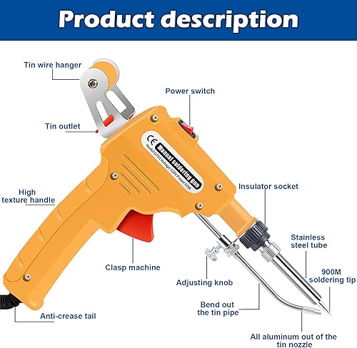 60W Lötkolben Set Automatische Elektronik Lötpistole Kit mit Entlötpumpe, Pinzette, Handheld Entlöten Zinnpistole für Schmuck, Heimwerker, Leiterplattenreparatur - Cheap-Us