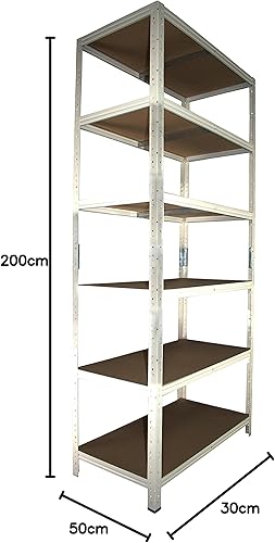 shelfplaza® 200x50x50cm HOME Schwerlastregal weiß/Metallregal mit 6 Böden/Kellerregal Metall, Garagenregal, Werkstattregal oder Regal Lagerregal/Steckregal Metall mit 145kg Tragkraft - Cheap-Us