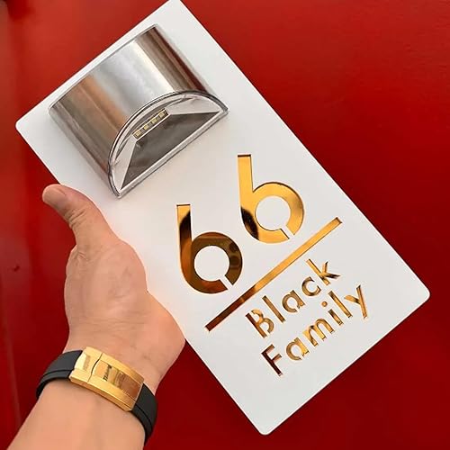 Personalisiertes Modernes Solar-Türschild,Personalisierbar Hausschild,Solar-Hausschilder für Draußen, Solarbetrieben,Hausnummernschild,Personalisierte Hausschilder - Cheap-Us