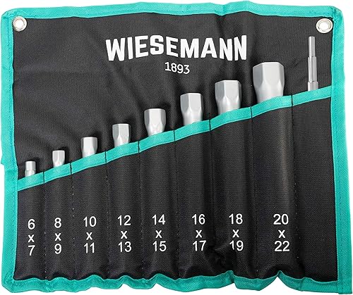Rohrsteckschlüsselsatz 10tlg 6-22mm von WIESEMANN 1893 I Für Arbeiten am Wasserhahn, Zündkerzen uvm I In praktischer Rolltasche I 81420 - Cheap-Us