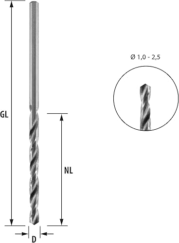 ENT 50020 HSS-G Holzspiralbohrer Ø 2,0 mm in der 5er Packung geschliffener HSS Holzbohrer - Cheap-Us
