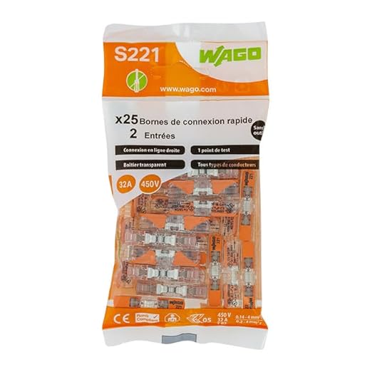 Wago - Beutel mit 25 Klemmen 2 Inline-Eingängen S221 - Cheap-Us