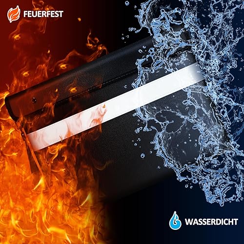 5200℉ Feuerfeste Tasche mit Reißverschluss,(28x19cm) Vailoin Dokumententasche Feuerfest Wasserdicht,Geldtaschen Banktasche,Dokumentenkoffer Aktentasche für A5 Dokumente,Passport(Schwarz) - Cheap-Us