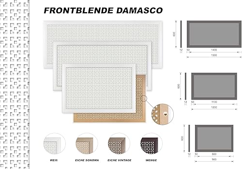 HEXIM Heizkörperverkleidung MDF & HDF - Dekorative Heizkörperabdeckungen in unterschiedlichen Größen & Muster - Heizverkleidung Rippenheizkörper (Frontblende Gloria Eiche Vintage - 150x60cm) - Cheap-Us