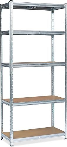 Grafner Schwerlastregal mit 5 Böden aus MDF, maximale Belastung 375 kg, abgerundete Ecken, 75x30x172 cm, Steckregal, Lagerregal Kellerregal - Cheap-Us
