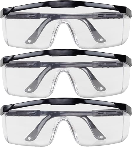 HMH 3 x Schutzbrille für Brillenträger mit verstellbaren Bügeln Arbeitsschutzbrille schwarz Schutzbrillen für Labor in Universalgröße Sicherheitsbrille zertifiziert - Cheap-Us