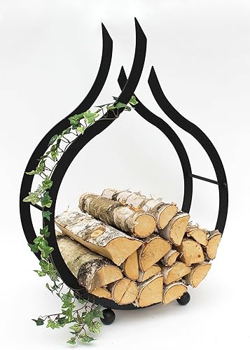 DanDiBo Kaminholzregal Innen Schwarz Kaminholzständer Flamme 78 cm Holzkorb Kaminholzhalter Feuerholzregal Holzregal - Cheap-Us