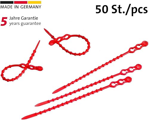 Westmark 100 Blitz-/Universalbinder, wiederverwendbar, Länge: 12 cm, Kunststoff, Rot, 153922E3 - Cheap-Us