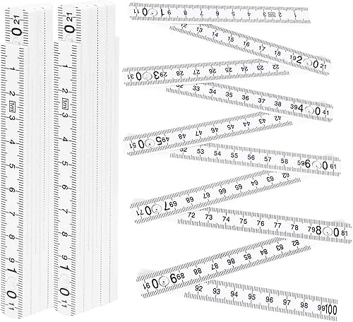 2 Stück Gliedermaßstab, 1Meter Mini-Zollstock Aus Kunststoff, Kunststoff-Gliedermaßstab Mit 90°/180° Winkeleinrastung,10 Glieder Für Haus, Hobby & Werkstatt,Zollstock,Meterstab - Cheap-Us