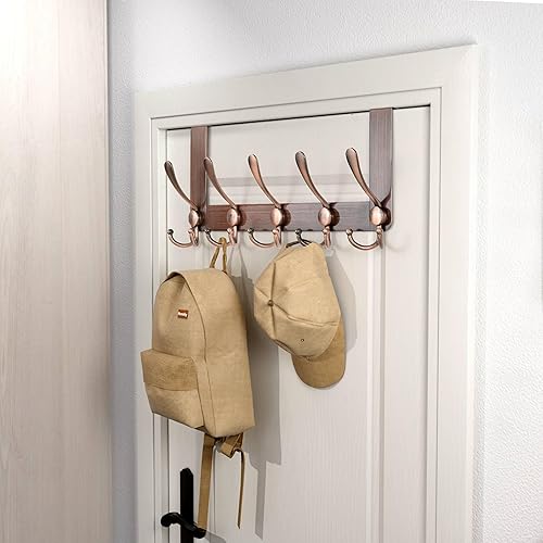 Honsky Türgarderobe -Metall, Türhakenleiste zum Einhängen mit 15 Hanken, Türhaken innenseite, Kleiderhaken Tür, Solide Türhaken zum Einhängen,weiß,2 Stück (Türfalzstärken4,5/4/3,5cm) - Cheap-Us