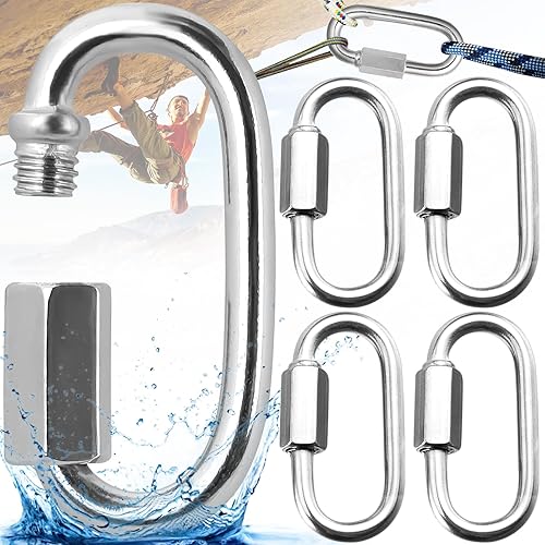 5 Stück Edelstahl Schraubverbinder M4 Edelstahl kettenglieder Schäkel Groß 4MM Drahtseil Zubehör Kettenverbinder Schlüsselanhänger Schnellverschluss Quick Link - Cheap-Us