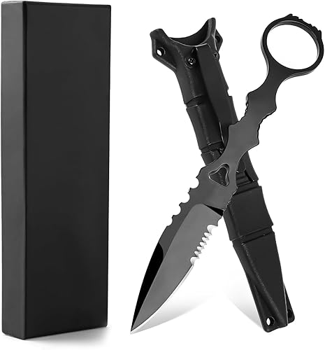 Thoquene EDC Messer mit Kydex Scheide, 17 CM Feststehende Tactical Faustmesser, Verstecktes Stiefelmesser - Cheap-Us