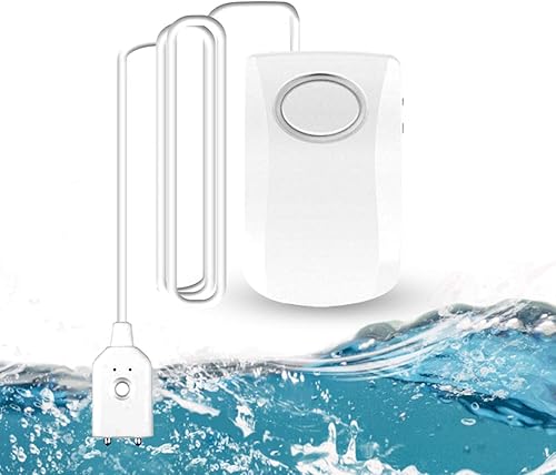 GuDoQi Wassermelder, Wasser Alarm, 130dB Super Laut Alarm, Batteriebetrieben, Wassersensor mit 100cm Langes Kabel, Wasserwächter zum Schutz vor Wasserschäden für Küche, Bad und Keller - Cheap-Us