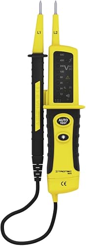 TROTEC Spannungsprüfer zweipolig BE20 – Durchgangsprüfer akustisch – Messbereich 12-600 V (AC/DC), IP64, LED - Cheap-Us