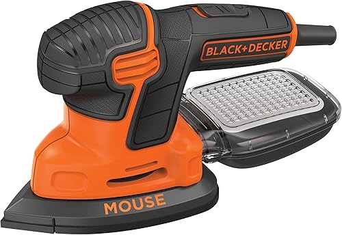 Black+Decker Dreieckschleifer Mouse KA2500K / Kraftvolle Schleifmaschine mit Staubfangbehälter inkl. Mikrofilter/Für das Abschleifen selbst an schwer zugänglichen Stellen / 1 x Schleifer 120 W - Cheap-Us