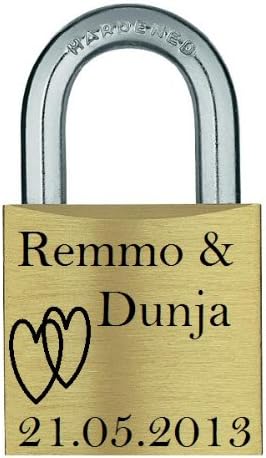 Remmo&Love Vorhängeschloss Messing mit optionaler Gravur ideal für Valentinstag, Hochzeit, Geburtstag, Muttertag - Cheap-Us