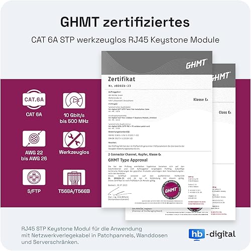 hb-digital 1-Port CAT 8 Netzwerkdose unterputz RAL9003 + 1x GHMT zertifiziertes CAT 8 Keystone RJ45 Modul LAN Ethernet Keystone Dose Buchse Einbaubuchse max. 40 Gbit/s STP - Signalweiß - Cheap-Us