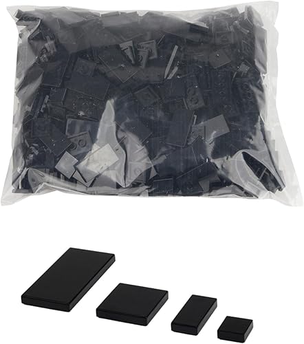 Q-Bricks Klemmbausteine Fliesen | 4 Formate: 1x1(250 STK.),1x2 (250 STK.), 2x2 (250 STK.) und 2x4 (250 STK.) Noppen | Farbe: Staubgrau | 100% kompatibel - Cheap-Us