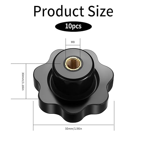 Gaomoeny 14 Stück M8 Sternschraube, Sterngriffschraube, Flügelmutter, Sterngriffmutter Rändelmutter, Flügelschrauben Sternform, Möbelgriff Rrändelschraube Schwarz - Cheap-Us