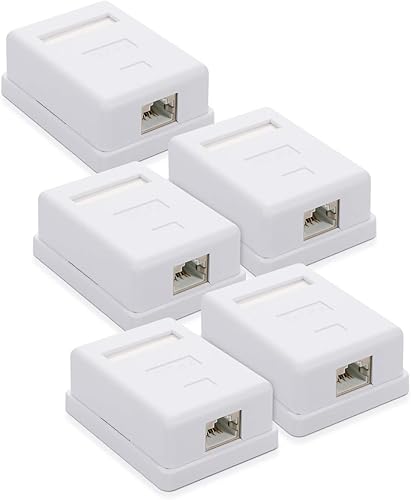 kwmobile 5X CAT 6A Aufputz Netzwerkdose 1 Port - RJ45 Buchse 10 Gbit/s - Netzwerk LAN Aufputzdose - Netzwerkkabel Internetdose Set in Weiß - Cheap-Us