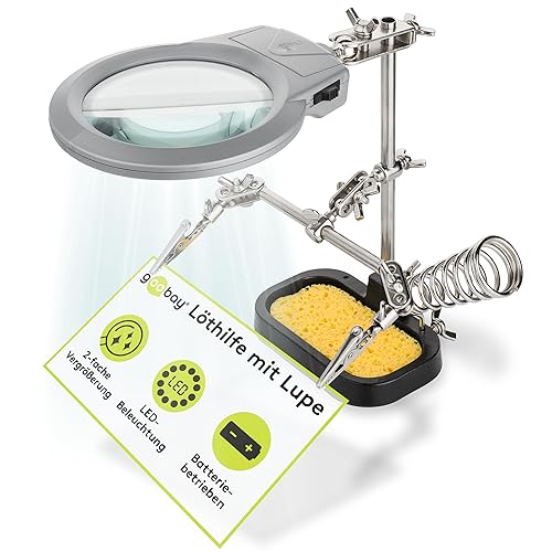 goobay 51226 Löthlife dritte Hand mit Lupe und Lötkolbenhalter die Ideale Hilfe für alle filigranen Lötarbeiten,schwarz - Cheap-Us