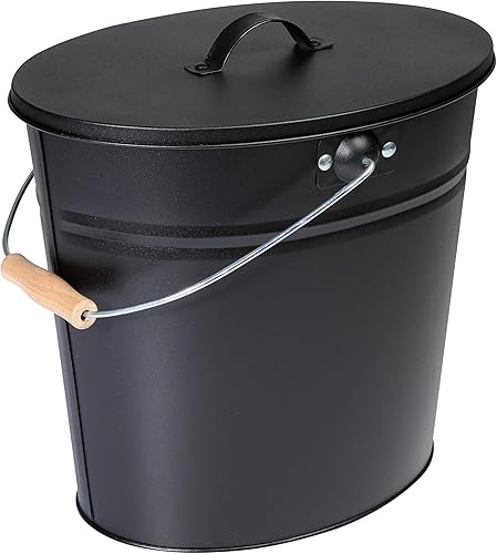 Kamino Flam 333252 Ascheeimer Für Kamin, Kohleneimer 24 Liter Mit Deckel Und Tragegriff Für Kohle Und Asche, Kamin, Ofen, Grill, Schwarz - Cheap-Us