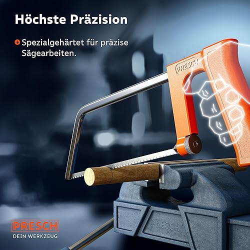 Presch Metallsäge 200mm - Inkl. Universal Sägeblatt für exakte Ergebnisse - Schneller Blattwechsel durch optimierte Bauweise - Ergonomischer Griff für verbesserte Sägeführung - Kleine Bügelsäge - Cheap-Us