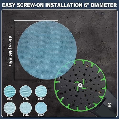 SpeTool 30 Stück Schleifgitter 150mm Klett schleifnetz Schleifscheiben mit Schleiftellerschoner Körnung 120 Staubfreies Klett-Schleifpapier für Holz, Gipskarton, Metall, Epoxidharz - Cheap-Us