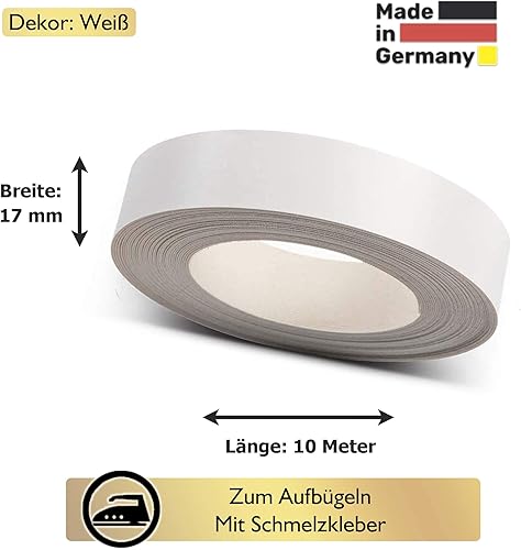 ben+camilla.com STARTER-SET Kantenschneider + Kantenumleimer Weiß 20 mm x 10 Meter Rolle Kantenband mit Schmelzkleber weiss glatt matt zum Aufbügeln inkl. extra sicherem Kantentrimmer - Cheap-Us
