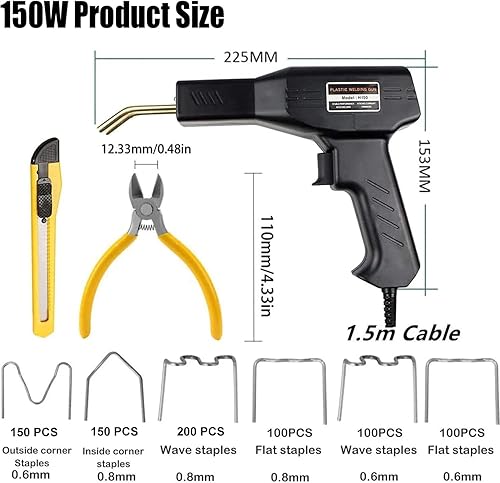 150W Kunststoff Schweißgerät, Auto-Stoßstangen-Riss-Reparatur-Set, 800 Stck heiße Hefter kunststoff Schweißen Maschine, Schweißen Reparieren Maschine für Auto-Stoßstange/Autoteile/Kajak/Kanu - Cheap-Us