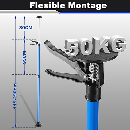 Ansobea 2er Set Deckenstütze,Zargenspanner höhenverstellbar Montagestütze 115-290cm,teleskopstützen 50 kg Tragkraft, Montagestütze für Werkstatt, Atelier, Malerarbeiten - Cheap-Us