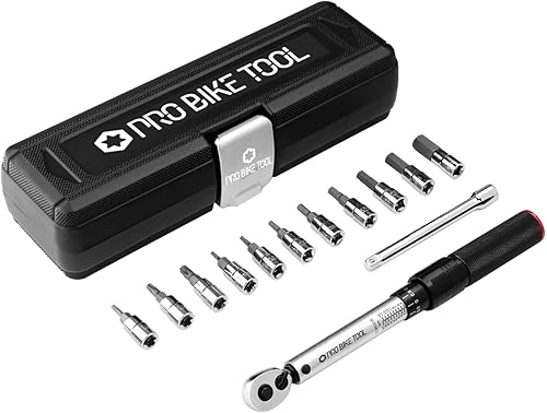 PRO BIKE TOOL 1/4 Drehmomentschlüssel - Drehmomentschlüssel Fahrrad für Wartung - Präzises Set für Fahrrad- und MTB-Reparatur, Innensechskantschlüssel und Torx-Bits - 2 bis 20 Nm - Cheap-Us