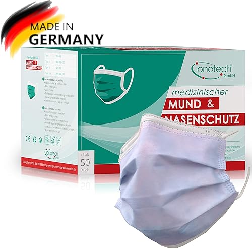ionotech Mundschutz Medico Tipo IIR, 50 Stück, Fabricado en Alemania, Certificado según DIN 14683, CE, BFE  99% … - Cheap-Us
