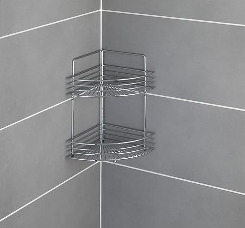 WENKO Bad Eckwandablage Mod. Milano für Pflegeartikel und Badaccessoires mit 2 Etagen Massive Qualität Maße 31,5 x 37 x 22 cm Farbe Chrom - Cheap-Us