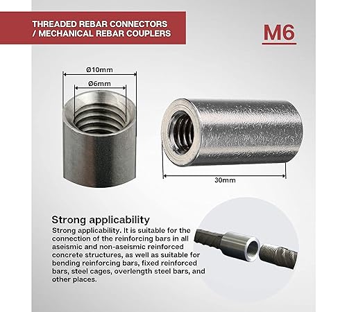 DOJA Industrial | GEWINDEMUFFE M6 | PACK 30 | Gewindemuffen für Einschraubmutter Gewindefitting | Muffe innengewinde Gewindestange | Verbindungsmutter für Doppelmuffe Langmuttern Distanzbolzen - Cheap-Us