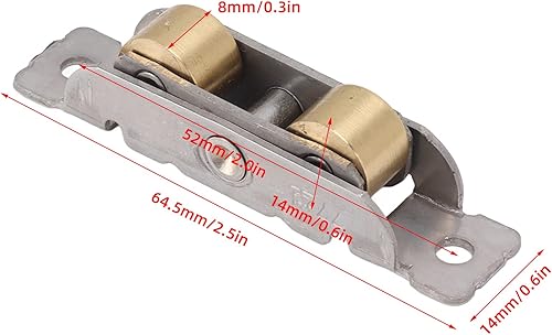 4-teilige Schiebetür-Tandem-Rollenbaugruppe Edelstahl-Kupfer-Kugellager-Türrolle für Glastüren (Flaches Rad) - Cheap-Us