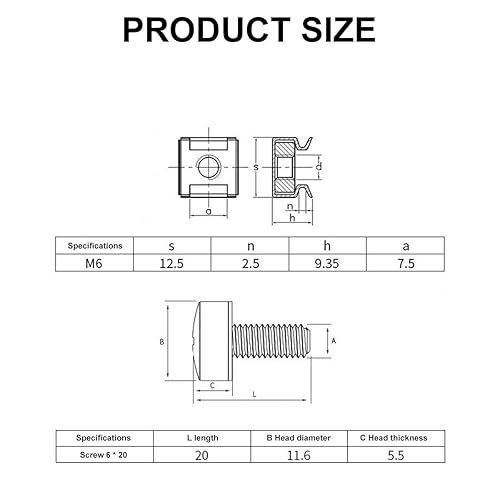 M6 Käfigmuttern,Käfigmutter Montageschrauben,20er Schränke Netzwerk Schrauben,Rack Käfigmuttern,M6 Käfigmuttern Schrauben Set,Käfigmutternset M6 Montagesatz,Schrauben Käfigmutternset,Käfigmutter Set - Cheap-Us