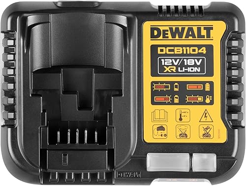 Dewalt System-Schnelladegerät DCB1104 (4 A Ladestrom, lädt XR Schiebe-Akkus von 10,8 bis 18 Volt sowie XR Flexvolt Akkus, mit LED-Anzeige, für Wandmontage geeignet) - Cheap-Us