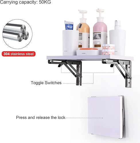 Viesap Professionelle Klappkonsole Schwerlast, Klapptisch Wand, Edelstahl Klappkonsolen Klappkonsole Tisch Klappregalhalterungen Klappträger Regalträger für Bänke und Regale (500mm, 2 Stück). - Cheap-Us