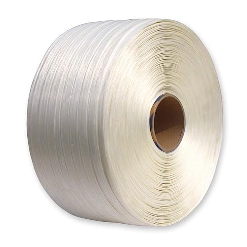 VEMATEC 1 Rolle Textil Umreifungsband 25 mm 500 m Polyesterband, 950 kg Reißkraft, Kraftband für Umreifung - Cheap-Us