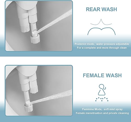 SAMODRA Ultradünnes, minimalistisches Bidet für Toilette mit nicht elektrischer Doppeldüse (Front- und Heckwäsche), Frischwasser-Bidet-Toilettensitz-Befestigung - Cheap-Us