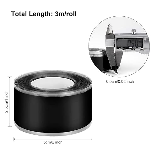 2 Rollen Selbstverschweißendes Silikonband, Isolierband Hitzebeständig Reparaturband Wasserdicht Dichtband Selbstklebend 2.5mm x 3m für wasserdichte Reparaturen, elektrische Anschlüsse -Schwarz - Cheap-Us