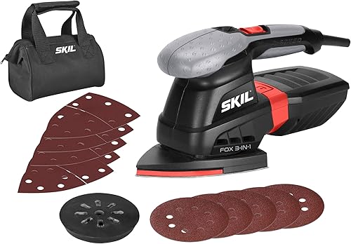 Skil 3-in-1 Multischleifer FOX 7220 AC (250W, 3-in-1 Gerät: Schwingschleifer, Exzenterschleifer, Deltaschleifer mit 10 tlg. Schleifpapierset und Tasche) - Cheap-Us