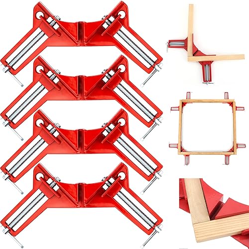 90 Grad Rechts Winkel Klemme 4 Stück Winkelspanner Verstellbare Gehrungszwinge Schraubzwinge Set Ecke Klemme für Holzarbeiten Bilderrahmen Staffelei - Cheap-Us