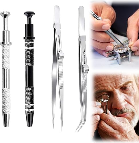 4 Stück Piercing Kugel Aufdreher Piercing Zange Pick Up Tool Prong Klaue Pinzette Abgewinkelte Grabber Diamant Locking Pins für Kleinteile Schmuck Metall Tiny Elektronische Komponenten Präzision Chips - Cheap-Us
