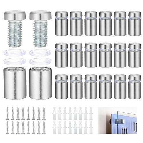 HSEAMALL 20 Stück 12 x 20mm Abstandshalter Edelstahl Schilderhalter Werbung Schrauben Abstandhalter Wand für Glas, Spiegel, Acryl, Poster, Ausstellungshalle - Cheap-Us