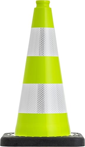 UvV-Shop grüne reflektierende Leitkegel 50 cm Pylone mit 2 reflex Streifen Standsicher mit ca. 2,2 kg, stapelbar - Cheap-Us